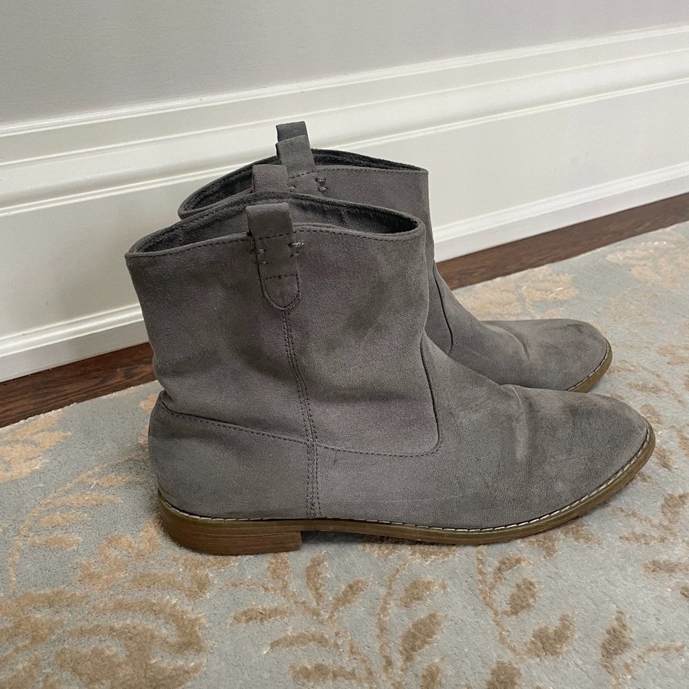 Grey Faux Suede Boots